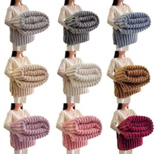 Stripe Fleece Throw – Ultra Plush Ribbed Blanket