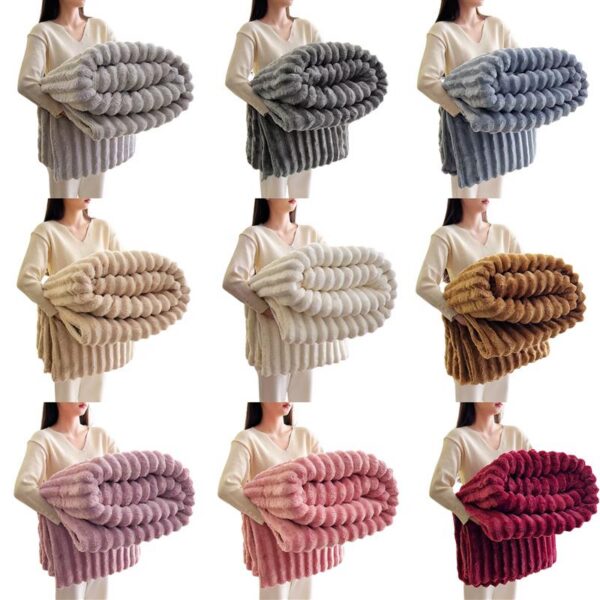 Stripe Fleece Throw – Ultra Plush Ribbed Blanket