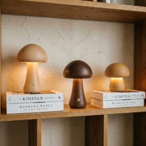 Wooden Mushroom Table Lamps